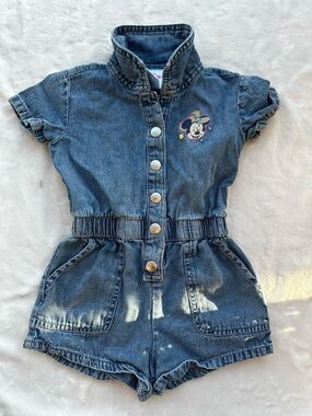 Disney Denim Romper with Minnie Patch - Blue